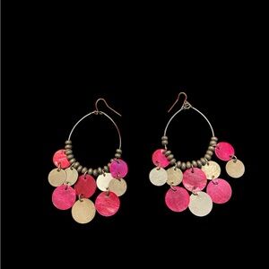 Chic Pink and Silver Disc Earrings